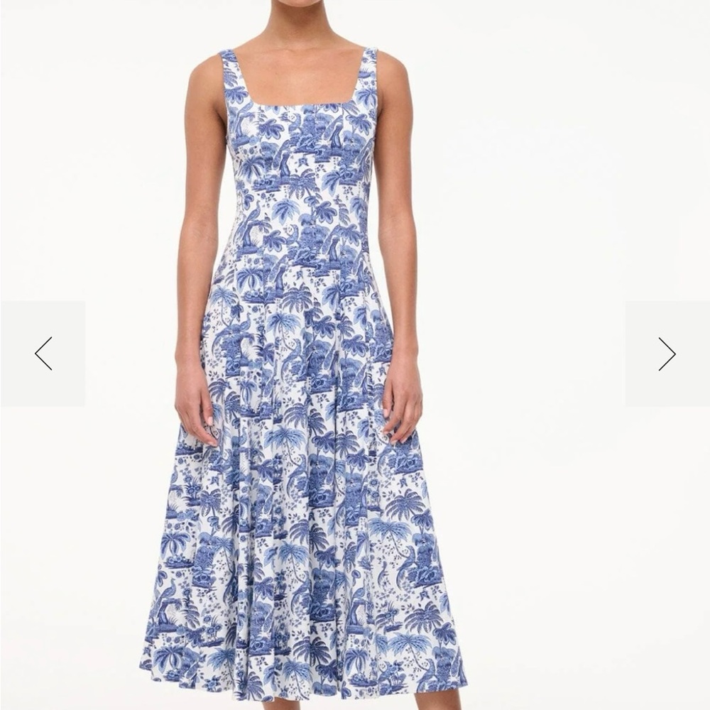 STAUD Wells Dress Blue Toile